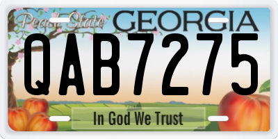 GA license plate QAB7275