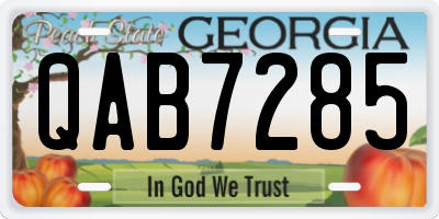 GA license plate QAB7285