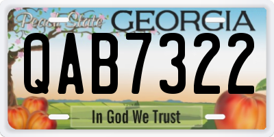 GA license plate QAB7322