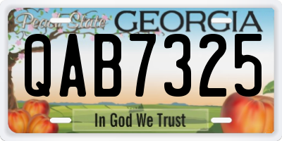 GA license plate QAB7325