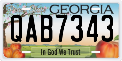 GA license plate QAB7343