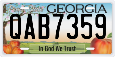 GA license plate QAB7359