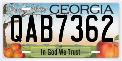 GA license plate QAB7362