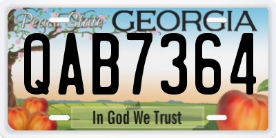 GA license plate QAB7364