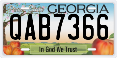 GA license plate QAB7366