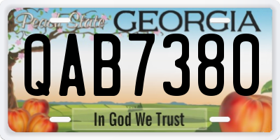 GA license plate QAB7380
