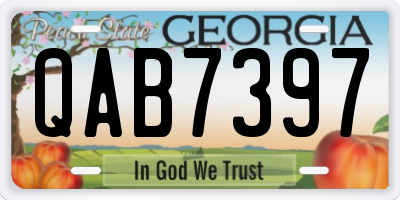GA license plate QAB7397