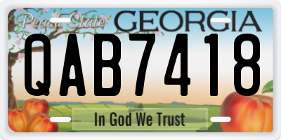 GA license plate QAB7418
