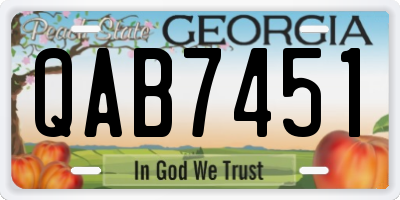 GA license plate QAB7451