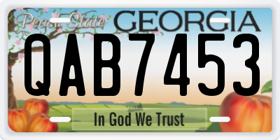 GA license plate QAB7453