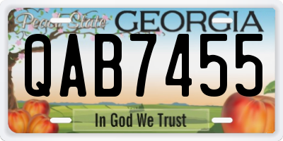 GA license plate QAB7455