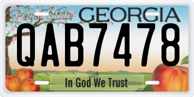 GA license plate QAB7478