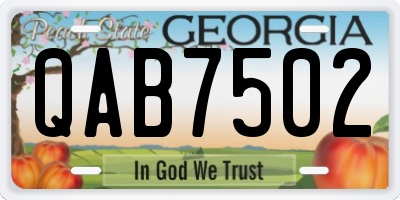 GA license plate QAB7502