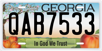 GA license plate QAB7533