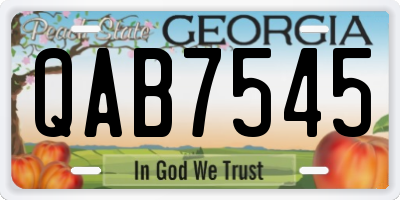 GA license plate QAB7545