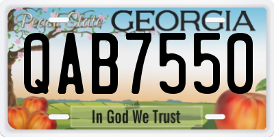 GA license plate QAB7550