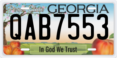 GA license plate QAB7553