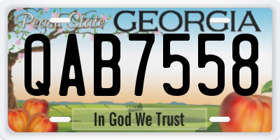 GA license plate QAB7558
