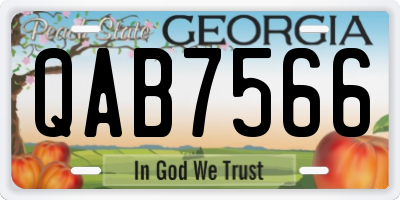 GA license plate QAB7566