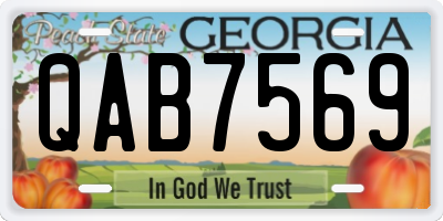 GA license plate QAB7569