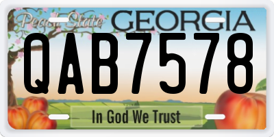 GA license plate QAB7578