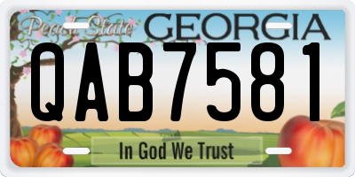 GA license plate QAB7581