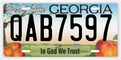 GA license plate QAB7597