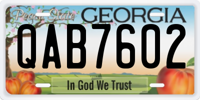 GA license plate QAB7602