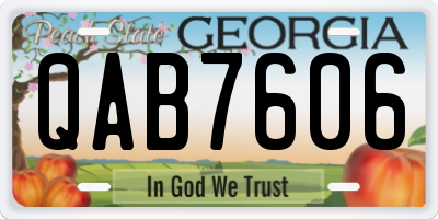 GA license plate QAB7606