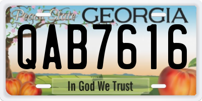 GA license plate QAB7616