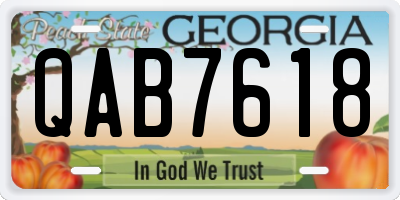 GA license plate QAB7618