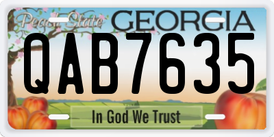 GA license plate QAB7635