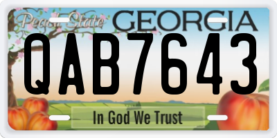 GA license plate QAB7643