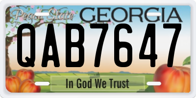 GA license plate QAB7647