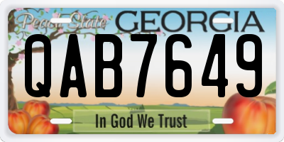 GA license plate QAB7649