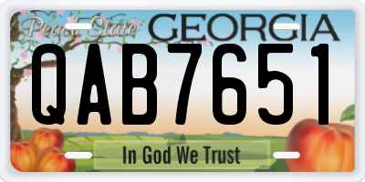 GA license plate QAB7651