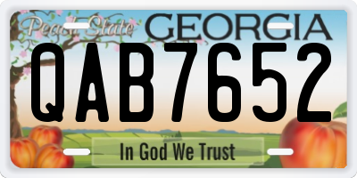 GA license plate QAB7652