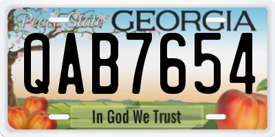GA license plate QAB7654