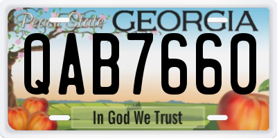 GA license plate QAB7660