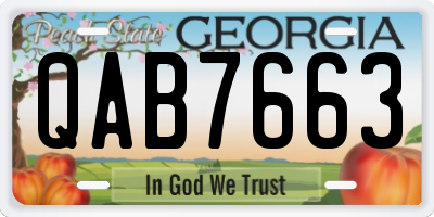 GA license plate QAB7663