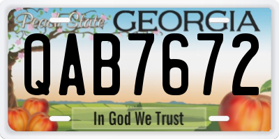 GA license plate QAB7672