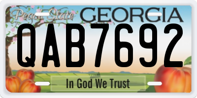 GA license plate QAB7692