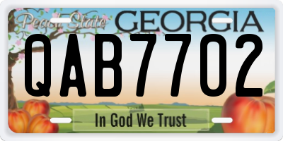 GA license plate QAB7702