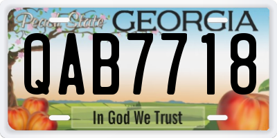 GA license plate QAB7718