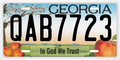 GA license plate QAB7723
