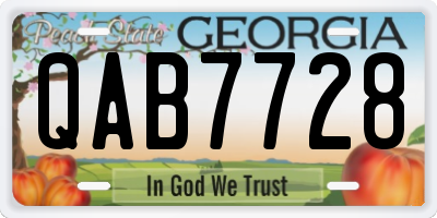 GA license plate QAB7728