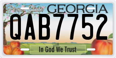 GA license plate QAB7752