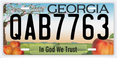 GA license plate QAB7763