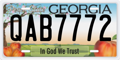 GA license plate QAB7772