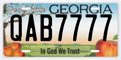 GA license plate QAB7777